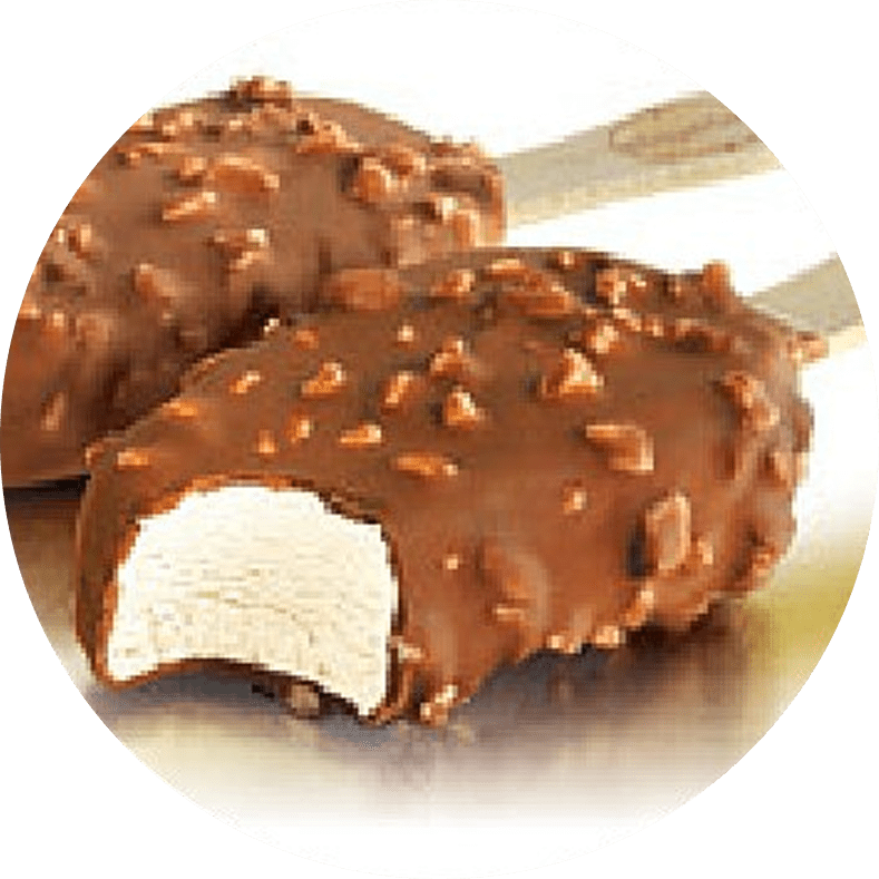 Chocolate ice cream bars with nuts.
